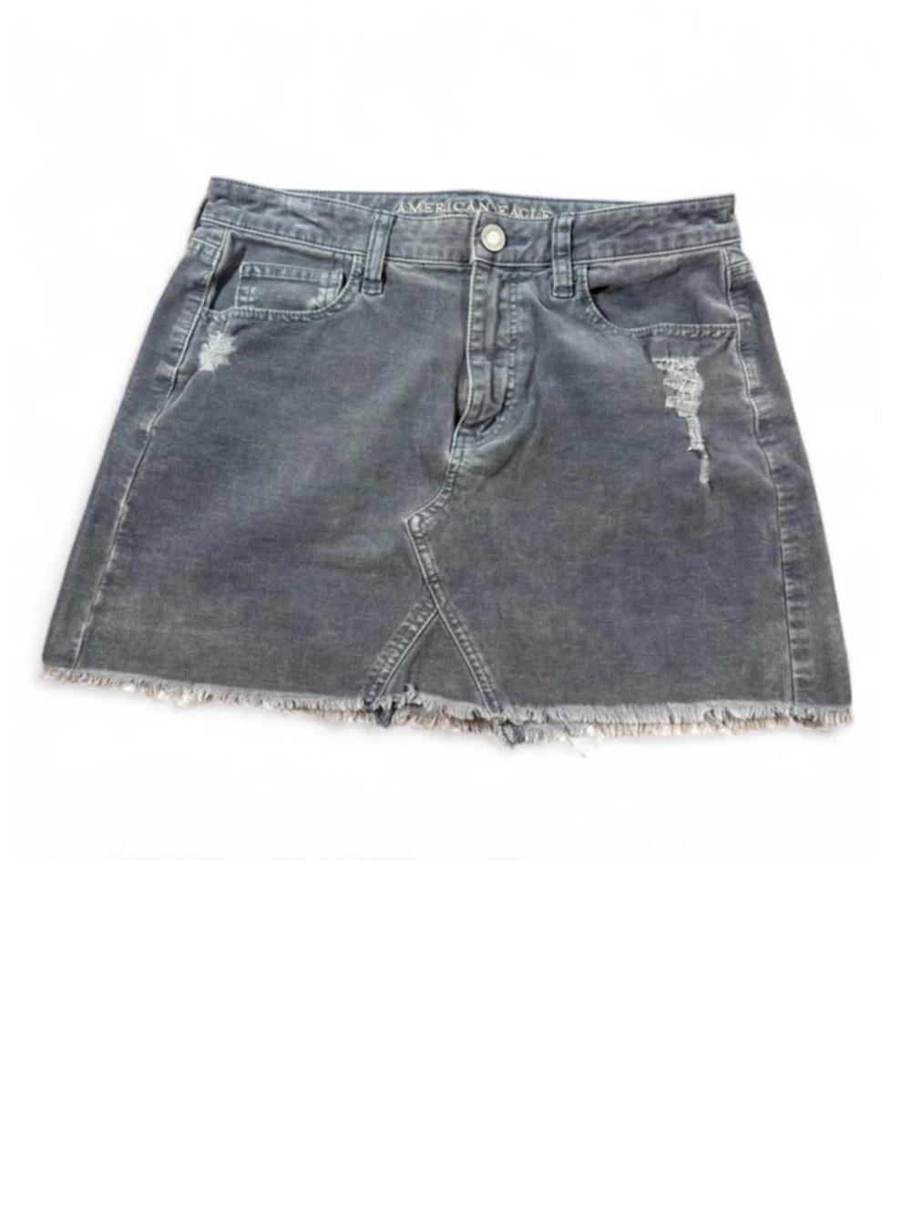 American Eagle Gray Corduroy Super Stretch Skirt Size 6